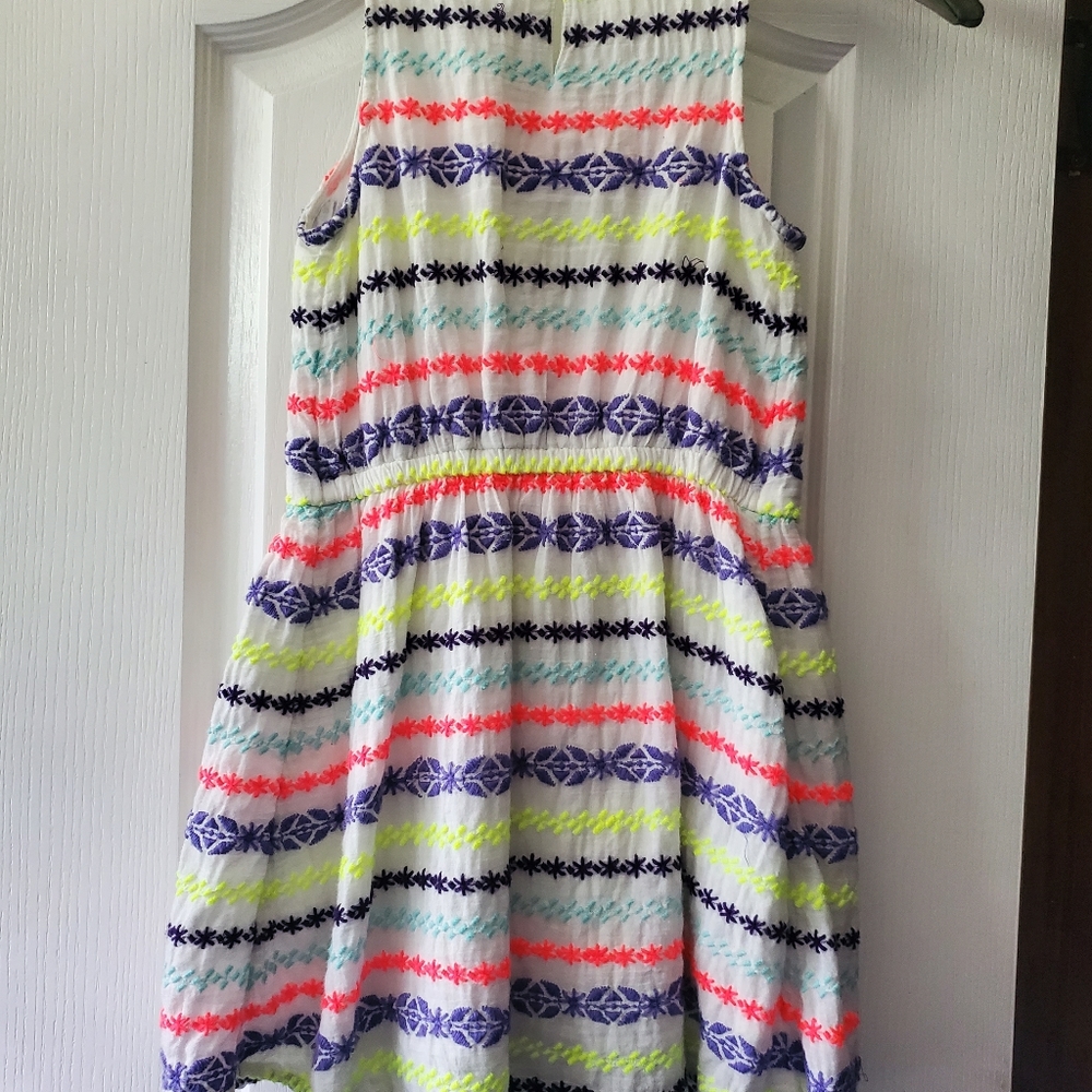 Girls Dress White with bright pattern
